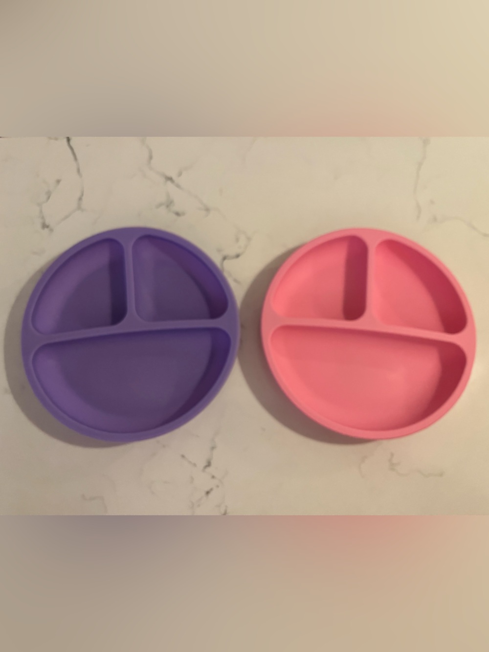 WeeSprout Silicone Divided Plates for Baby/Toddlers, Purple/Pink - Set of 2